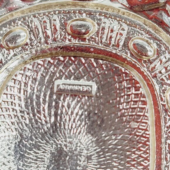 Vintage Germany Aluminum Pendant & Clip On Earrings Set Blonde Gold Tone - Picture 9 of 9